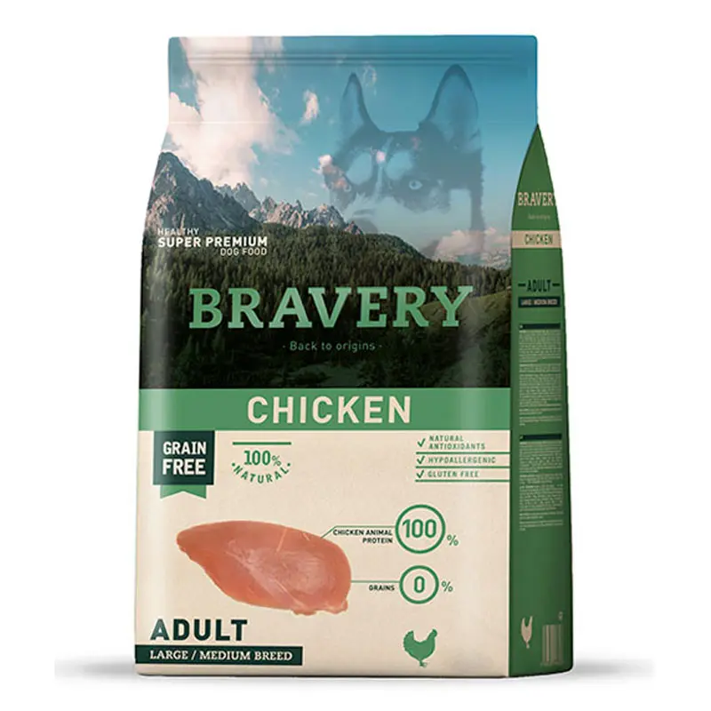 BRAVERY ADULTO POLLO RAZAS MEDIANAS Y GRANDES. PRESENTACIÓN 4 KG