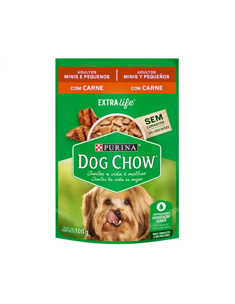 DOG CHOW ADULTO MINIS Y PEQUEÑOS SABOR CARNE. PRESENTACIÓN 100 GRS