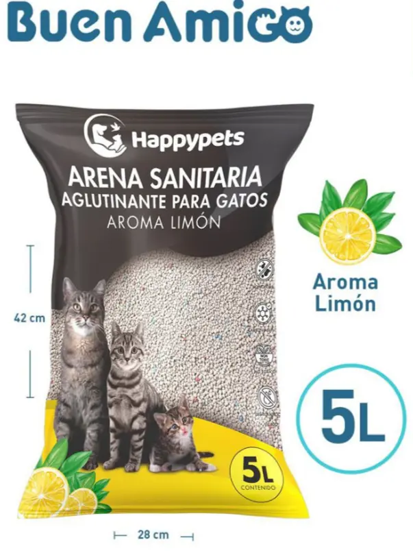ARENA PARA GATOS AROMA LIMON. PRESENTACIÓN 5 KG