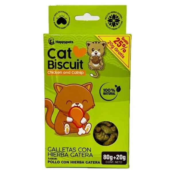 GALLETA GATO POLLO CON HIERVA GATERA. PRESENTACIÓN 100 GRS