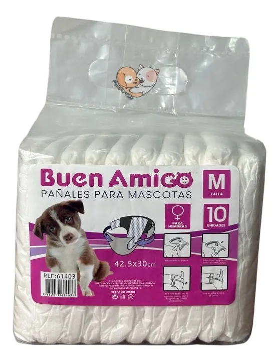 PAÑALESMASCOTA HEMBRA TALLA M 42CMX30CM