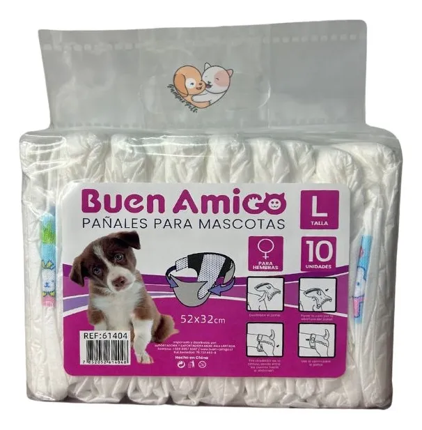 PAÑALES MASCOTA HEMBRA TALLA L  52CMX32CM