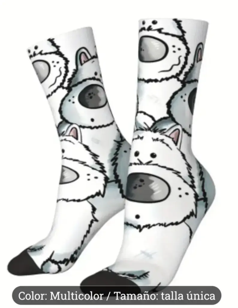 CALCETINES WESTIE FONDO BLANCO. TALLA ÚNICA 