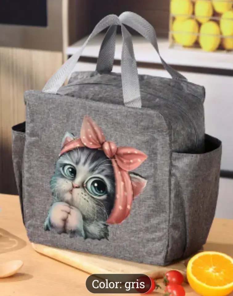 BOLSO TÉRMICO CARICATURA GATITA.
