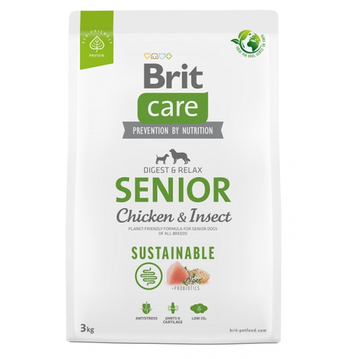 BRIT CARE RAZAS MEDIANAS Y GRANDES POLLO E INSECTOS SENIOR. PRESENTACIÓN 3 KG