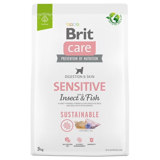 BRIT CARE SENSITIVE PESCADO E INSECTOS. PRESENTACIÓN 3 KG