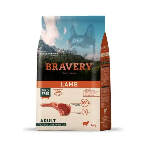 BRAVERY CORDERO ADULTO RAZAS MEDIANAS Y GRANDES. PRESENTACIÓN 4 KG 