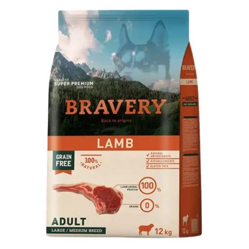 BRAVERY CORDERO ADULTO RAZAS MEDIANAS Y GRANDES. PRESENTACIÓN 12 KG 