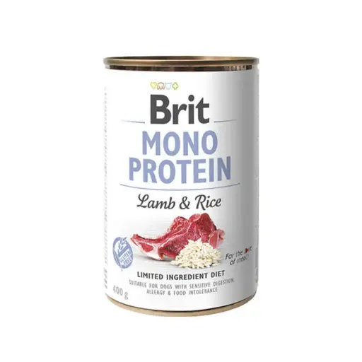 BRIT MONO PROTEIN CORDERO Y ARROZ. PRESENTACIÓN 400 GRS