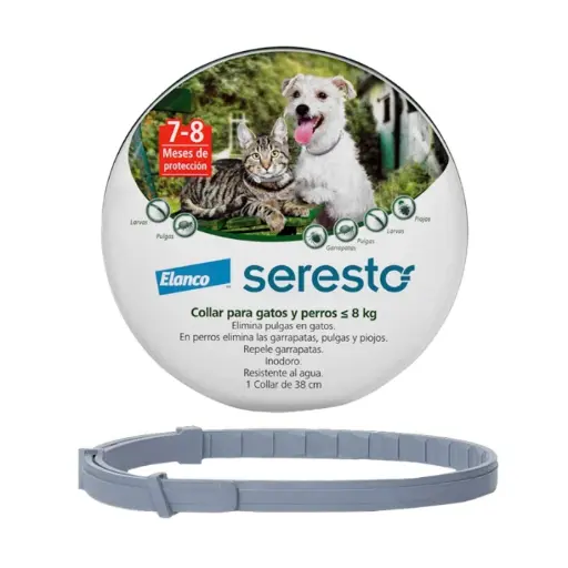 COLLAR SERESTO PARA GATOS Y PERROS. PARA MASCOTAS CON UN PESO HASTA 8 KG 