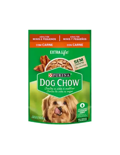 DOG CHOW ADULTO MINIS Y PEQUEÑOS SABOR CARNE. PRESENTACIÓN 100 GRS
