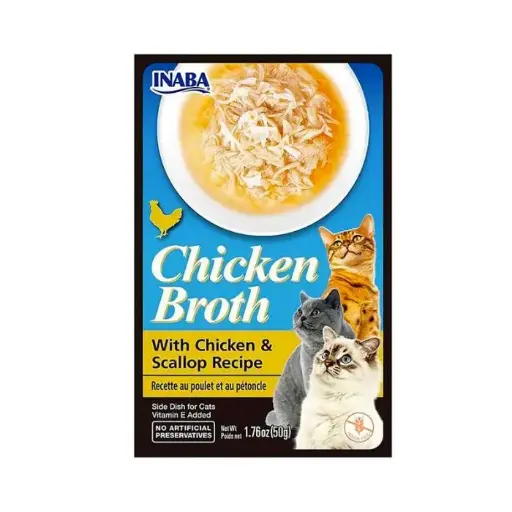 CHURU BROTH PARA GATO SABOR POLLO Y OSTIÓN. PRESENTACIÓN DE 50 GRS