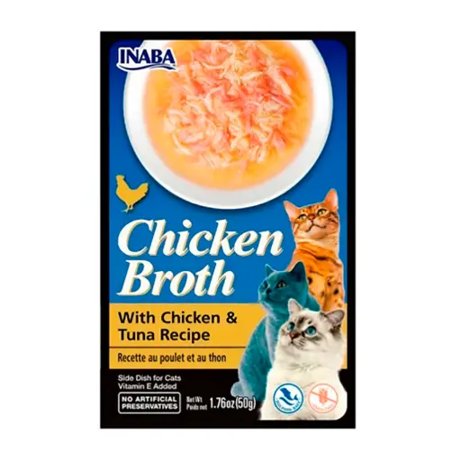 CHURU BROTH PARA GATO SABOR POLLO Y ATÚN. PRESENTACIÓN DE 50 GRS