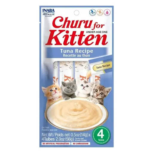 CHURU PARA GATO BEBÉ SABOR ATÚN. PRESENTACIÓN 4 UN DE 56 GRS