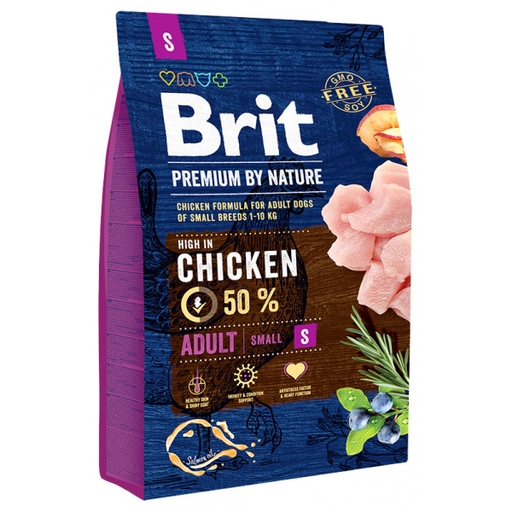 BRIT PREMIUM BY NATURE POLLO ADULTO RAZAS PEQUEÑAS. PRESENTACIÓN 3 KG