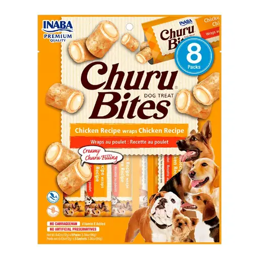 CHURU BITES PARA PERRO WRAPS DE POLLO. PRESENTACIÓN 8 UN DE 196 GRS