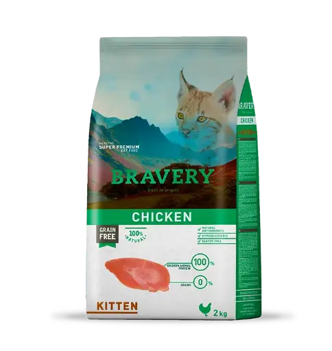 BRAVERY KITTEN POLLO. PRESENTACIÓN 2 KG