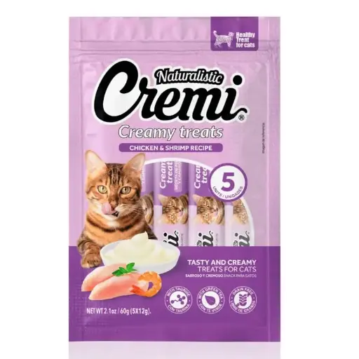 CREMY PARA GATO SABOR POLLO Y CAMARÓN. PRESENTACIÓN 5 UN