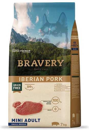 BRAVERY CERDO IBÉRICO ADULTO RAZAS PEQUEÑAS. PRESENTACIÓN 2 KG 