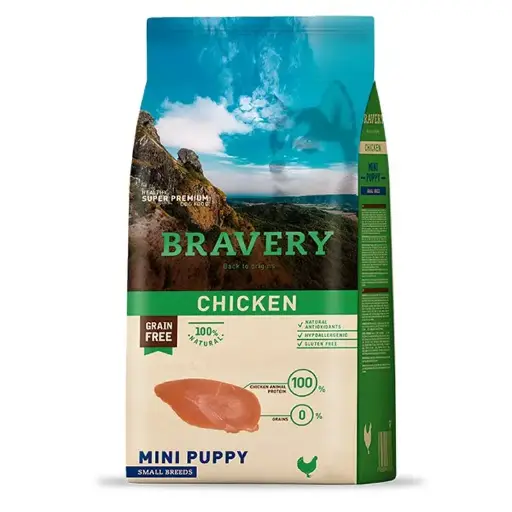 BRAVERY POLLO CACHORRO RAZAS PEQUEÑAS. PRESENTACIÓN 2 KG