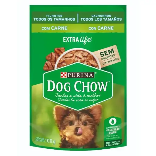 DOG CHOW CACHORRO SABOR CARNE. PRESENTACIÓN 100 GRS 