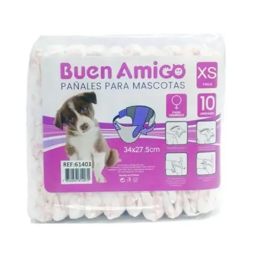 PAÑALESMASCOTA HEMBRA TALLA XS 34CMX 27.5CM