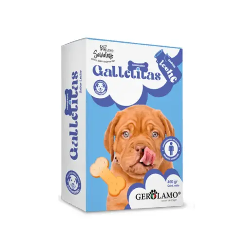 GEROLAMO GALLETAS SABOR LECHE PARA CACHORROS. PRESENTACIÓN 460 GRS
