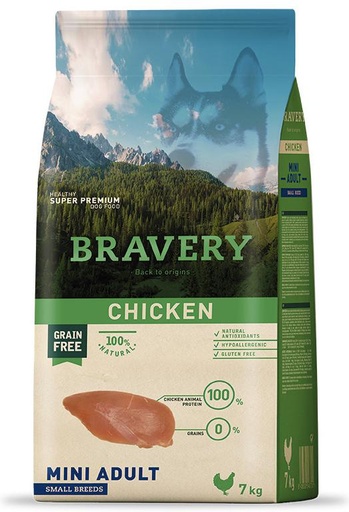 BRAVERY POLLO_MINI ADULTO RAZAS PEQUEÑAS. PRESENTACIÓN 2 KG.