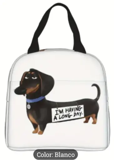 BOLSO TÉRMICO CARICATURA SALCHICHA. FONDO BLANCO