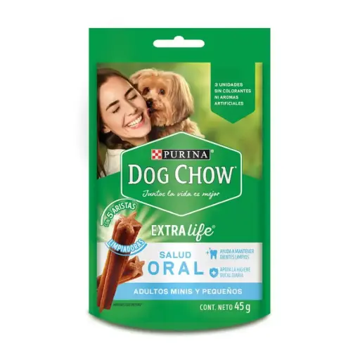 DOG CHOW SALUD ORAL ADULTO MINIS Y PEQUEÑOS. PRESENTACIÓN 45GRS